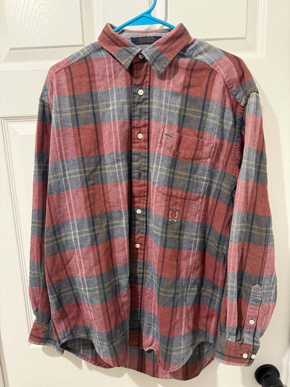 Tommy Hilfiger Golf vintage Men's Plaid Long Sleeve Button Down Shirt